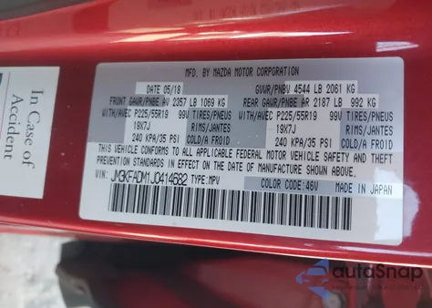 2018 Mazda Cx-5 Grand Touring from USA, damaged, VIN JM3KFADM1J0414682